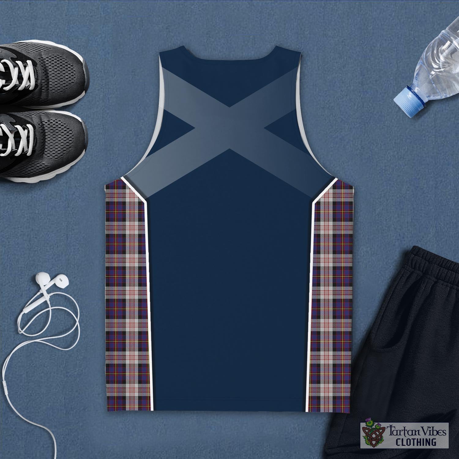 Tartan Vibes Clothing Cameron of Erracht Dress Tartan Men's Tanks Top with Family Crest and Scottish Thistle Vibes Sport Style