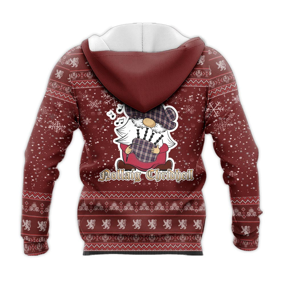 Cameron of Erracht Dress Clan Christmas Knitted Hoodie with Funny Gnome Playing Bagpipes - Tartanvibesclothing