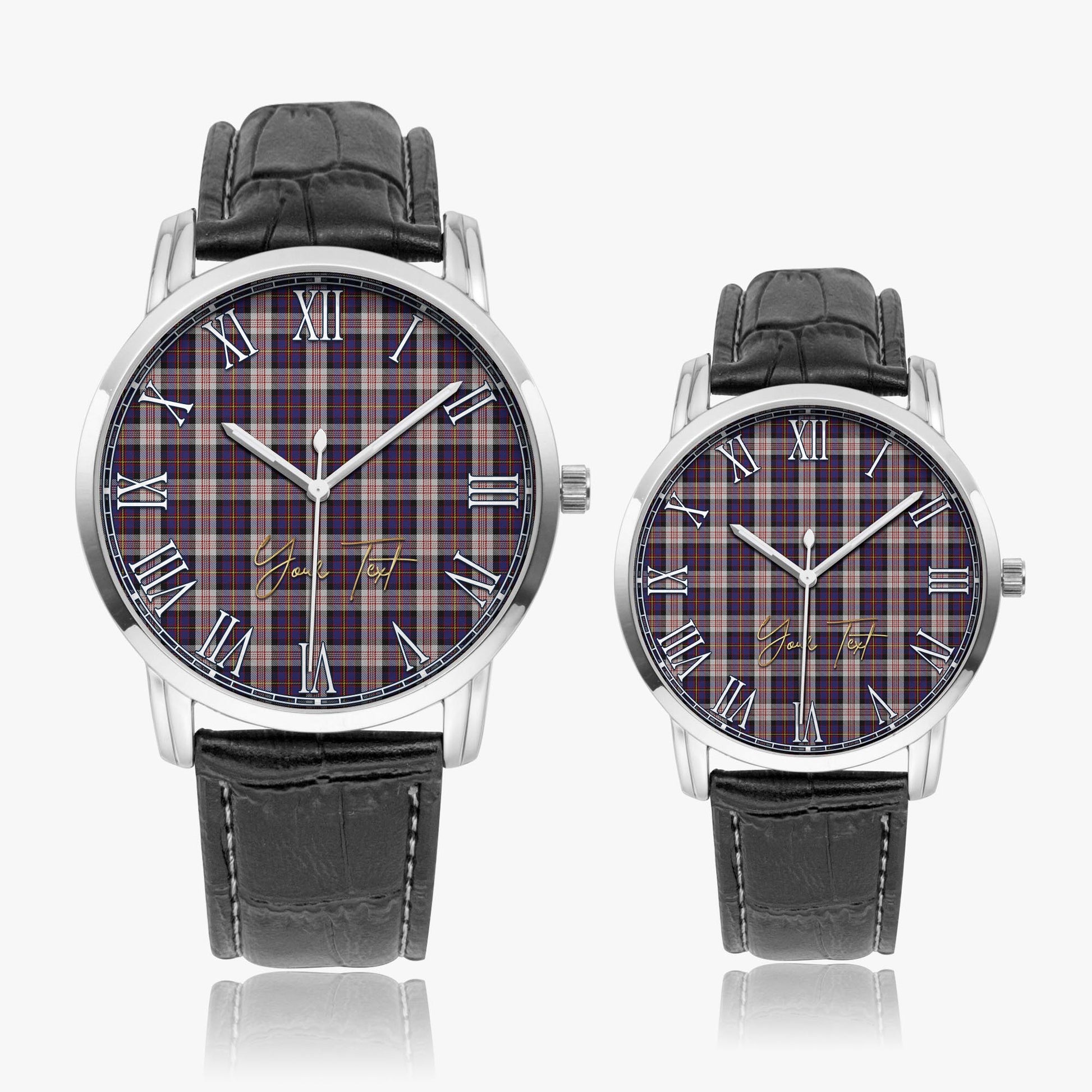 Cameron of Erracht Dress Tartan Personalized Your Text Leather Trap Quartz Watch Wide Type Silver Case With Black Leather Strap - Tartanvibesclothing