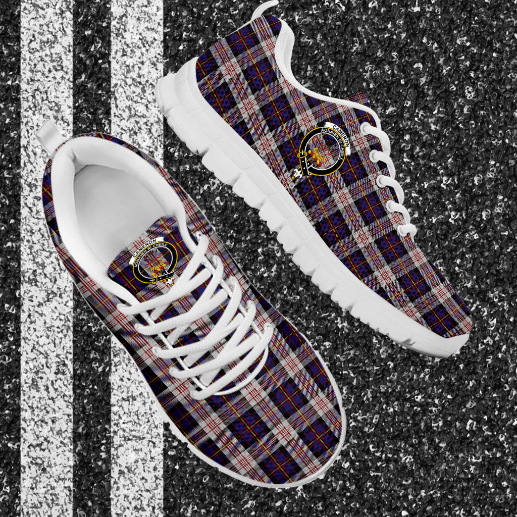 Cameron of Erracht Dress Tartan Sneakers with Family Crest - Tartan Vibes Clothing