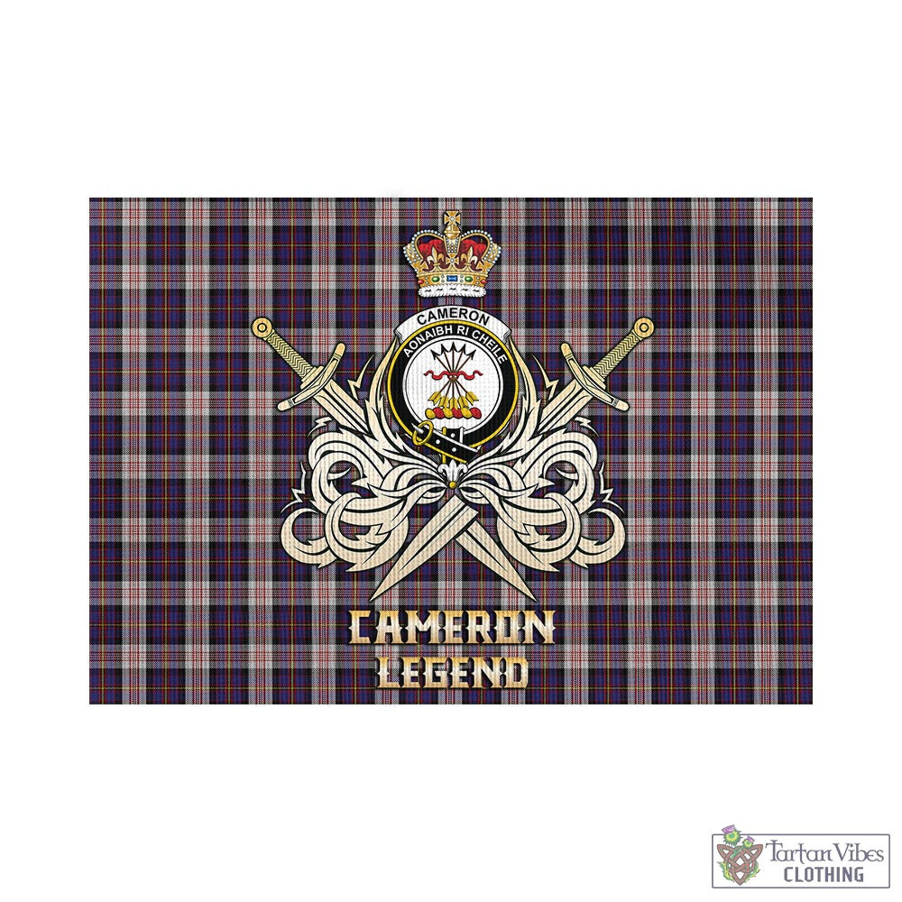 Tartan Vibes Clothing Cameron of Erracht Dress Tartan Flag with Clan Crest and the Golden Sword of Courageous Legacy