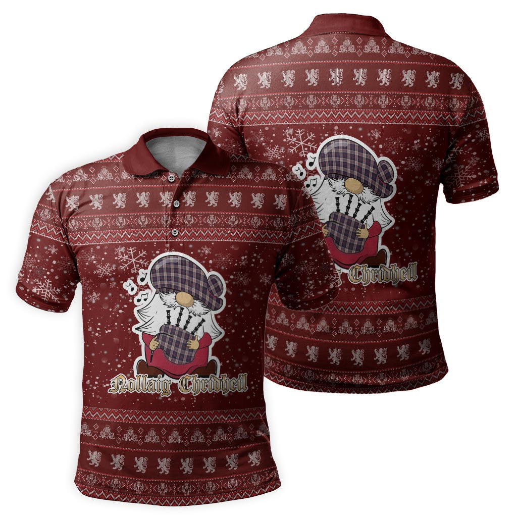 Cameron of Erracht Dress Clan Christmas Family Polo Shirt with Funny Gnome Playing Bagpipes - Tartanvibesclothing