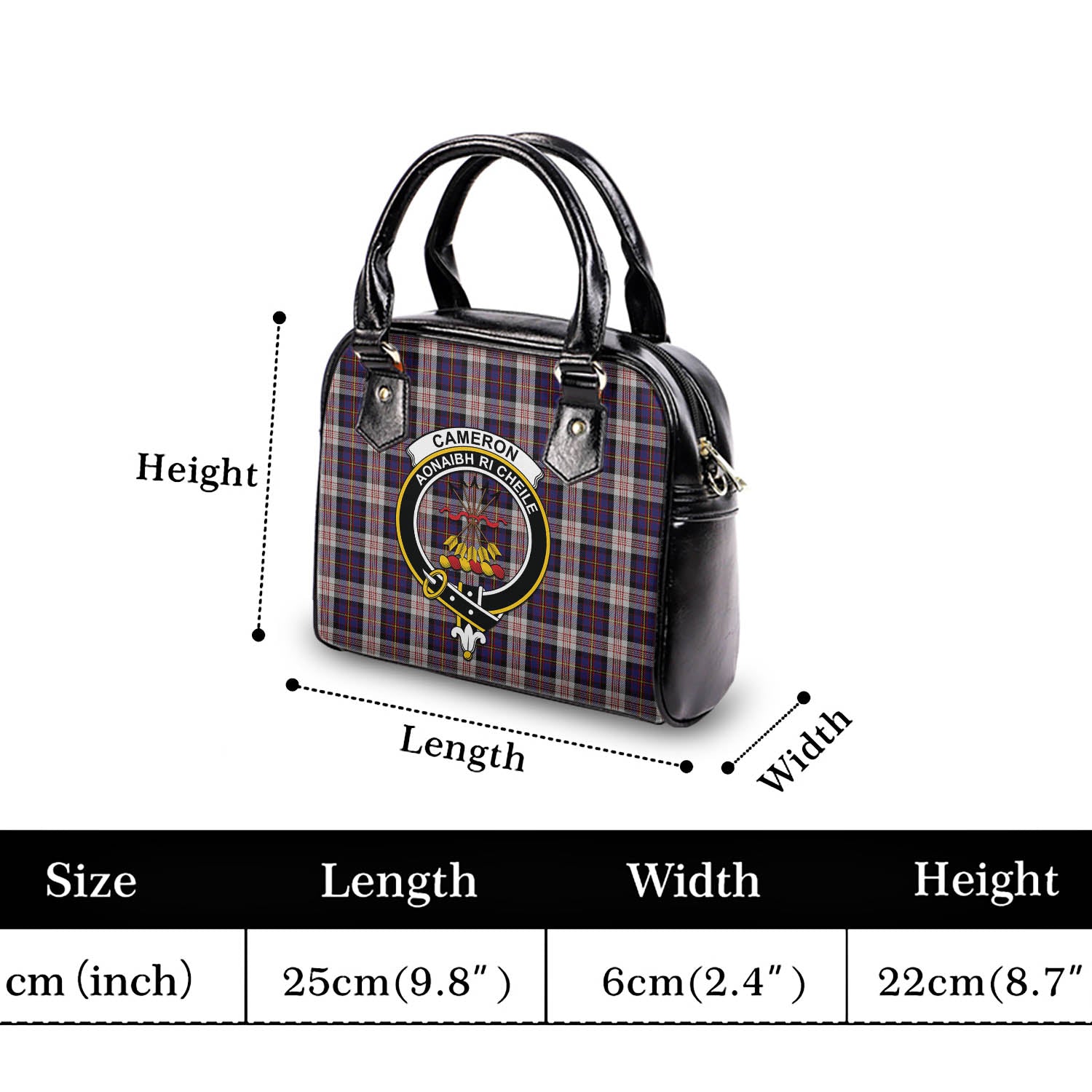 Cameron of Erracht Dress Tartan Shoulder Handbags with Family Crest - Tartanvibesclothing