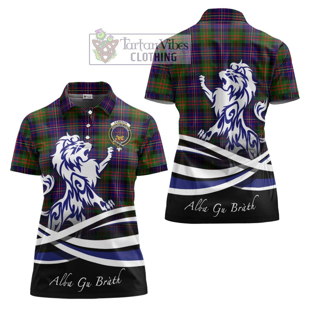 Cameron of Erracht Modern Tartan Women's Polo Shirt with Alba Gu Brath Regal Lion Emblem Women - Tartanvibesclothing Shop