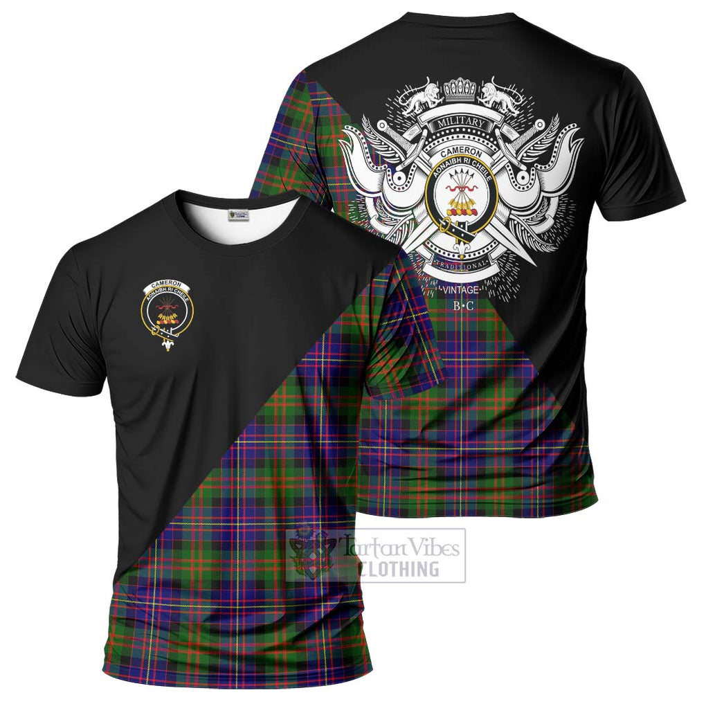 Cameron of Erracht Modern Tartan T-Shirt with Family Crest and Military Logo Style Kid's Shirt - Tartanvibesclothing Shop