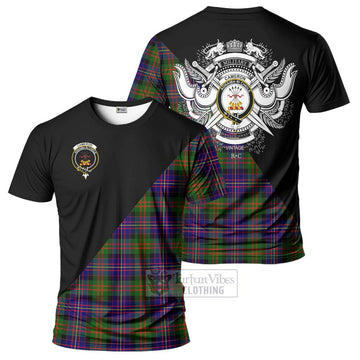 Cameron of Erracht Modern Tartan T-Shirt with Family Crest and Military Logo Style