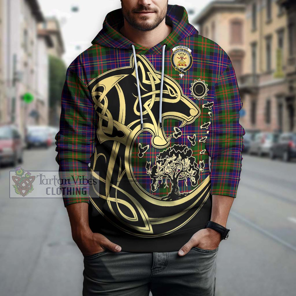 Cameron of Erracht Modern Tartan Hoodie with Family Crest Celtic Wolf Style Zip Hoodie - Tartan Vibes Clothing