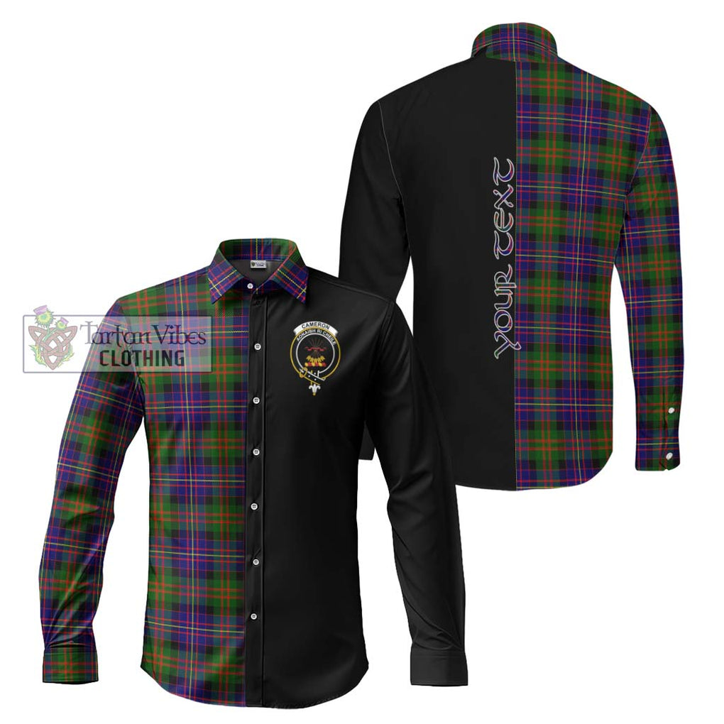 Cameron of Erracht Modern Tartan Long Sleeve Button Shirt with Family Crest and Half Of Me Style Men's Shirt S - Tartanvibesclothing Shop