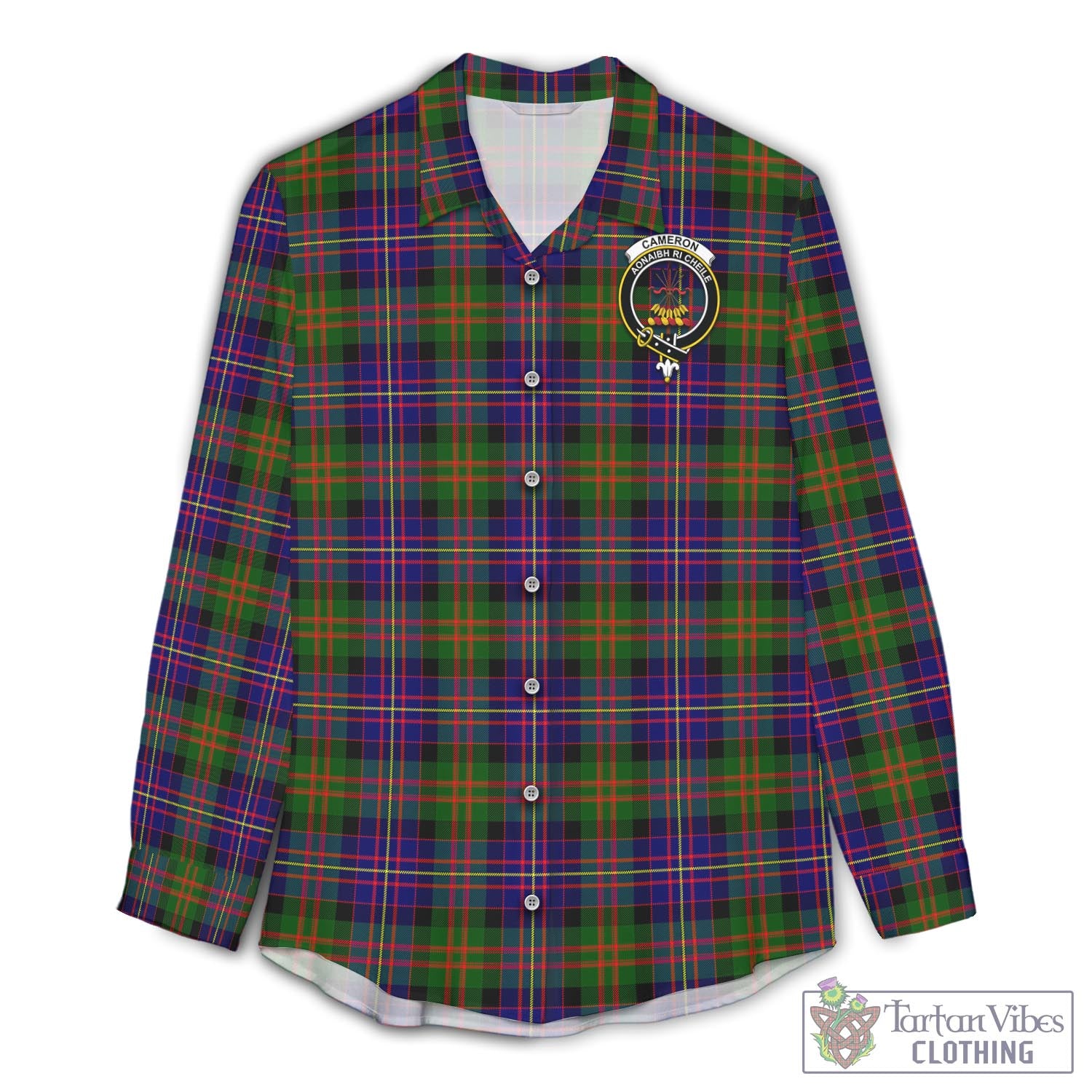 Tartan Vibes Clothing Cameron of Erracht Modern Tartan Womens Casual Shirt with Family Crest