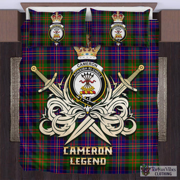 Cameron of Erracht Modern Tartan Bedding Set with Clan Crest and the Golden Sword of Courageous Legacy