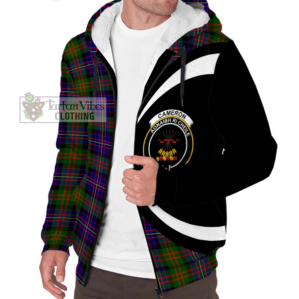 Cameron of Erracht Modern Tartan Sherpa Hoodie with Family Crest Circle Style Unisex S - Tartan Vibes Clothing