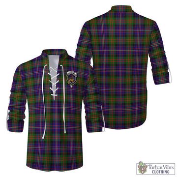 Cameron of Erracht Modern Tartan Men's Scottish Traditional Jacobite Ghillie Kilt Shirt with Family Crest