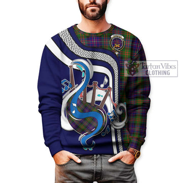 Cameron of Erracht Modern Tartan Sweatshirt with Epic Bagpipe Style