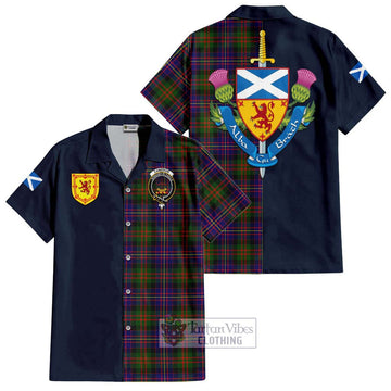 Cameron of Erracht Modern Tartan Short Sleeve Button Shirt Alba with Scottish Lion Royal Arm Half Style