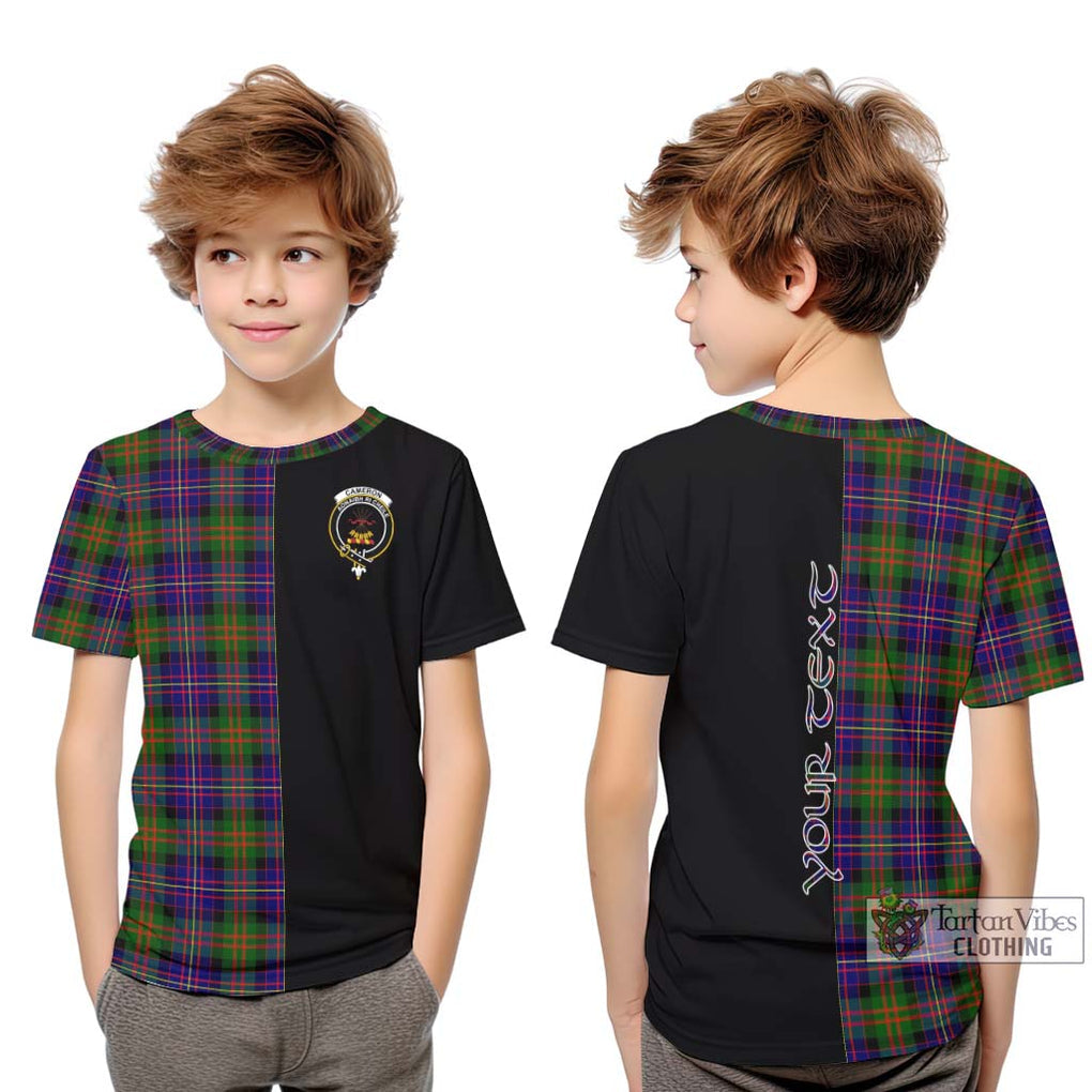 Cameron of Erracht Modern Tartan Kid T-Shirt with Family Crest and Half Of Me Style Youth XL Size14 - Tartanvibesclothing Shop