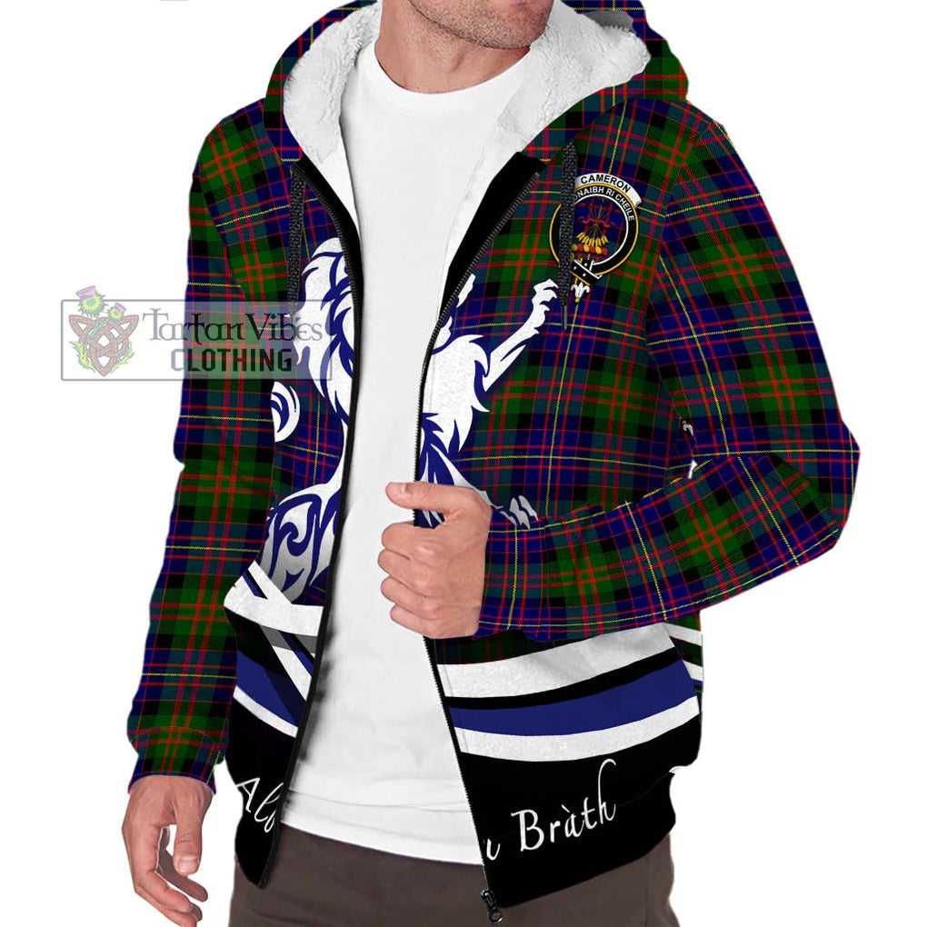 Cameron of Erracht Modern Tartan Sherpa Hoodie with Alba Gu Brath Regal Lion Emblem Unisex S - Tartanvibesclothing Shop