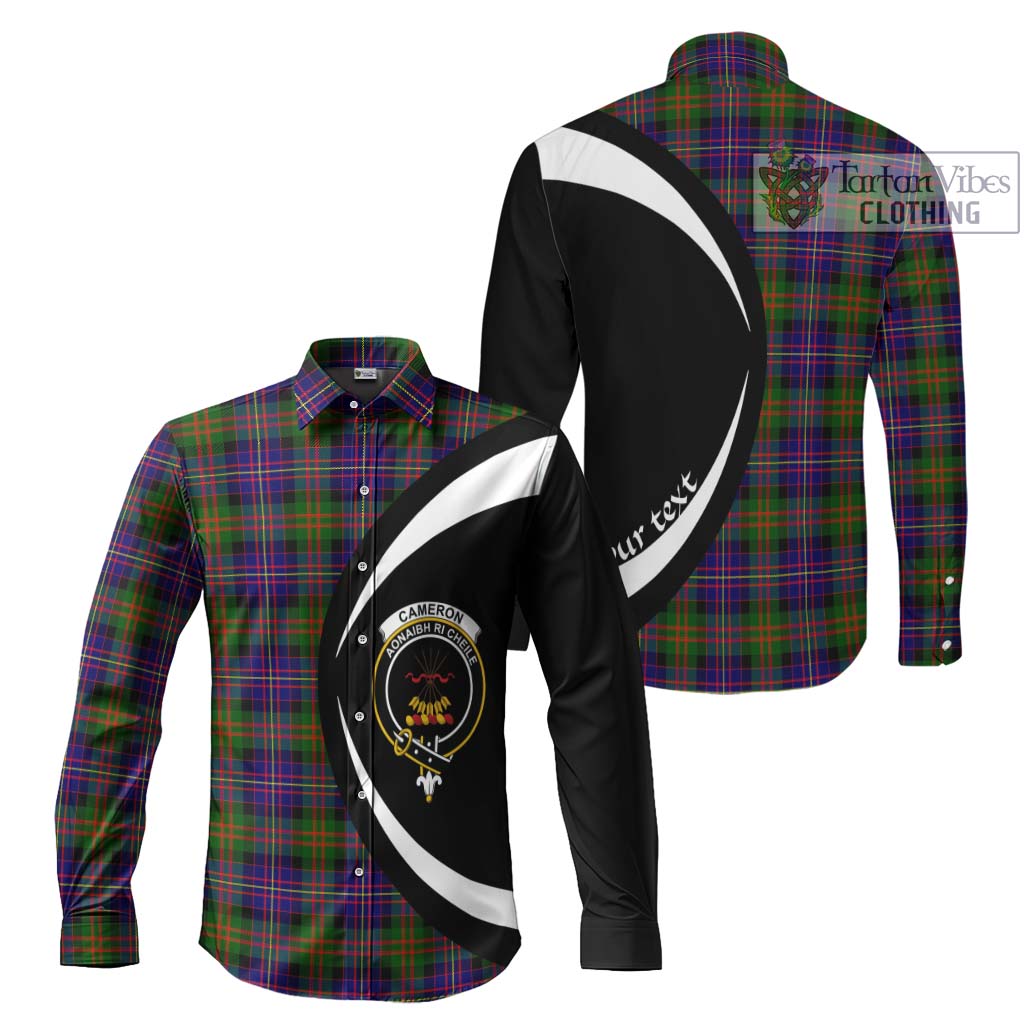 Cameron of Erracht Modern Tartan Long Sleeve Button Up with Family Crest Circle Style Men's Shirt S - Tartan Vibes Clothing