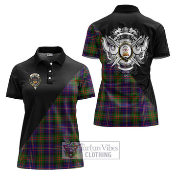 Cameron of Erracht Modern Tartan Women's Polo Shirt with Family Crest and Military Logo Style