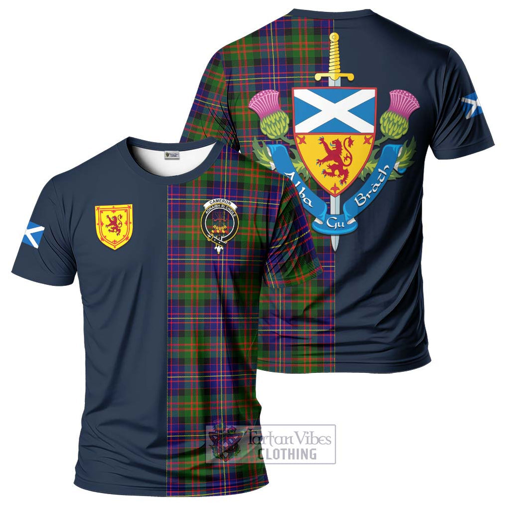 Tartan Vibes Clothing Cameron of Erracht Modern Tartan T-Shirt Alba with Scottish Lion Royal Arm Half Style