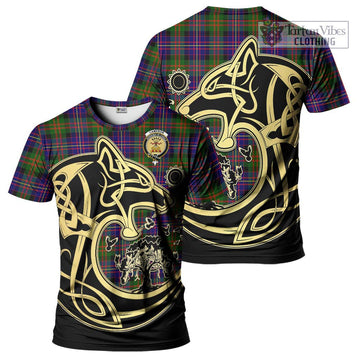 Cameron of Erracht Modern Tartan T-Shirt with Family Crest Celtic Wolf Style