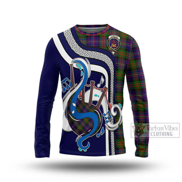 Cameron of Erracht Modern Tartan Long Sleeve T-Shirt with Epic Bagpipe Style