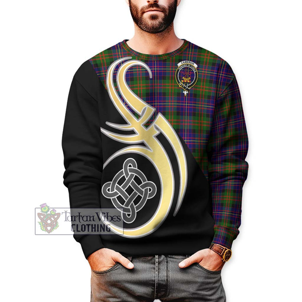 Cameron of Erracht Modern Tartan Sweatshirt with Family Crest and Celtic Symbol Style Unisex - Tartan Vibes Clothing