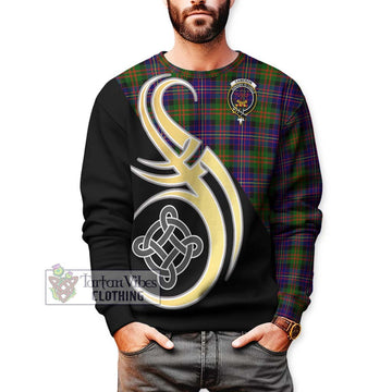 Cameron of Erracht Modern Tartan Sweatshirt with Family Crest and Celtic Symbol Style