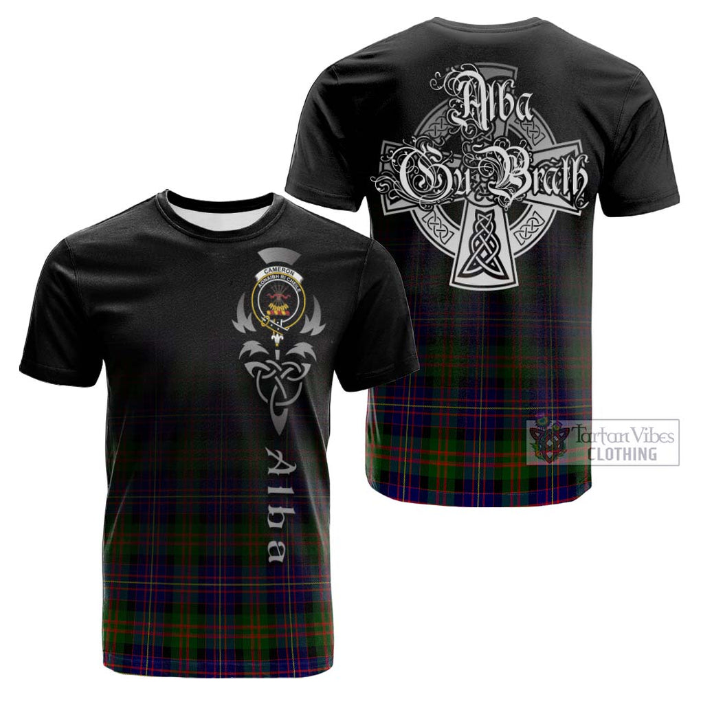 Tartan Vibes Clothing Cameron of Erracht Modern Tartan Cotton T-shirt Featuring Alba Gu Brath Family Crest Celtic Inspired