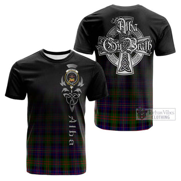 Cameron of Erracht Modern Tartan Cotton T-shirt Featuring Alba Gu Brath Family Crest Celtic Inspired