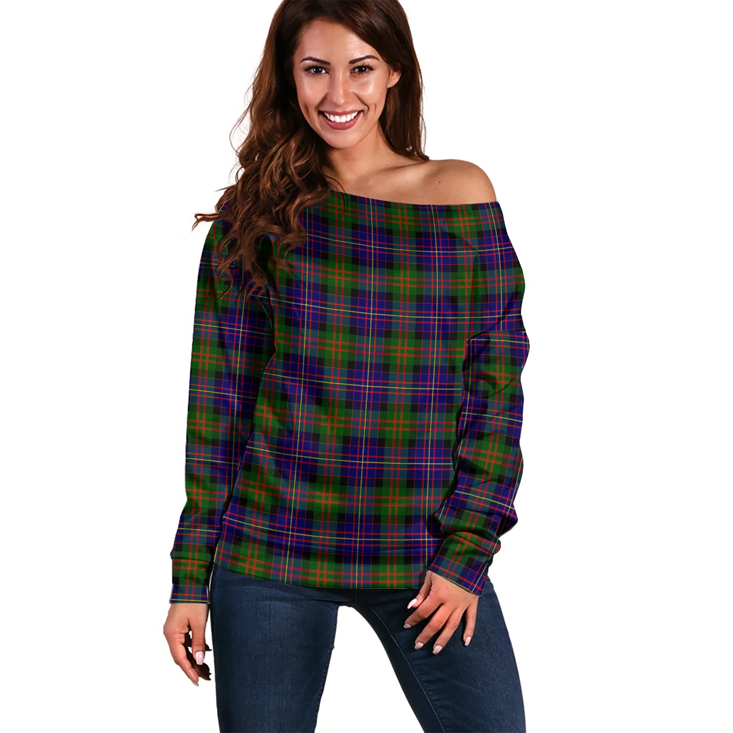 Cameron of Erracht Modern Tartan Off Shoulder Women Sweater Women - Tartanvibesclothing