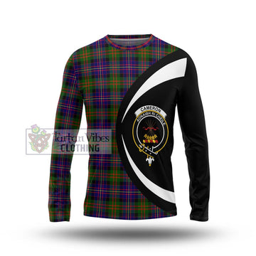 Cameron of Erracht Modern Tartan Long Sleeve T-Shirt with Family Crest Circle Style