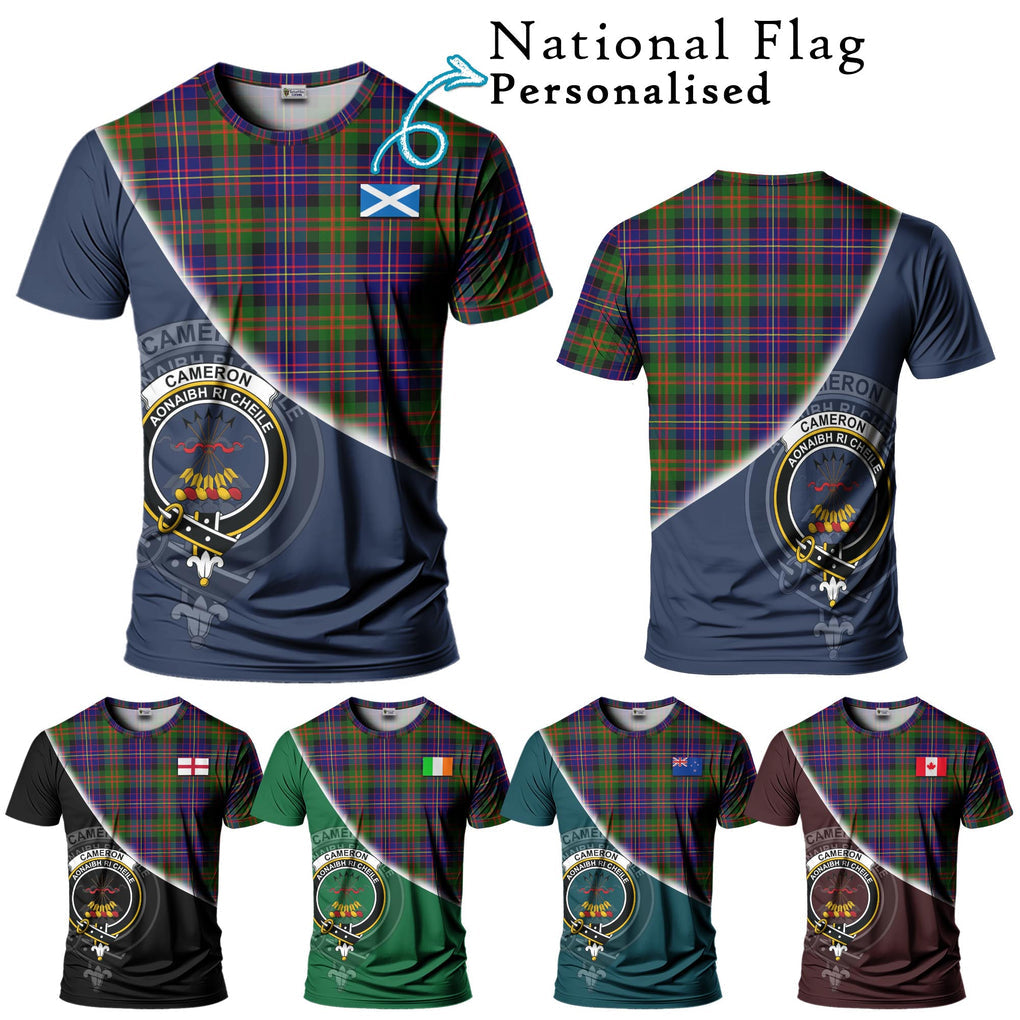 Cameron of Erracht Modern Tartan T-Shirt with Personalised National Flag and Family Crest Half Style Kid's Shirt - Tartanvibesclothing Shop