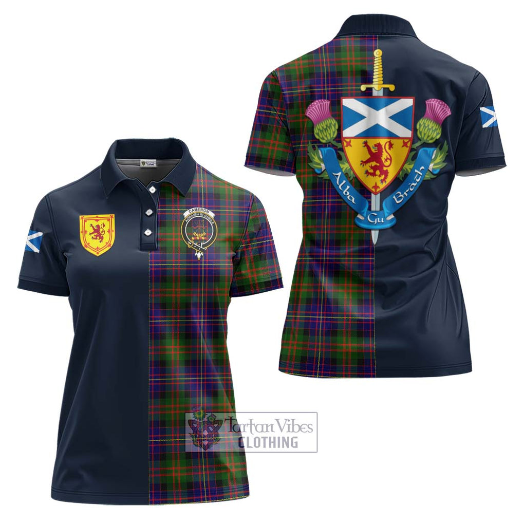 Tartan Vibes Clothing Cameron of Erracht Modern Tartan Women's Polo Shirt with Scottish Lion Royal Arm Half Style