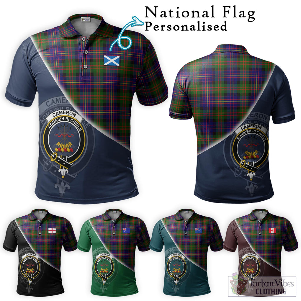 Cameron of Erracht Modern Tartan Polo Shirt with Personalised National Flag and Family Crest Half Style Maroon - Tartanvibesclothing Shop