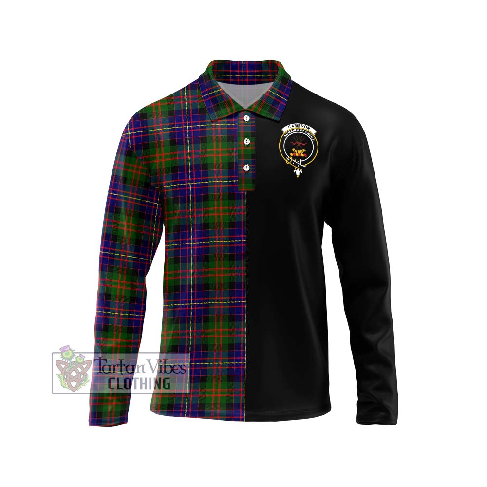 Cameron of Erracht Modern Tartan Long Sleeve Polo Shirt with Family Crest and Half Of Me Style Unisex - Tartanvibesclothing Shop