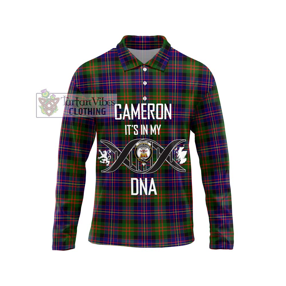 Cameron of Erracht Modern Tartan Long Sleeve Polo Shirt with Family Crest DNA In Me Style Unisex - Tartanvibesclothing Shop