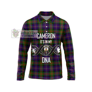 Cameron of Erracht Modern Tartan Long Sleeve Polo Shirt with Family Crest DNA In Me Style