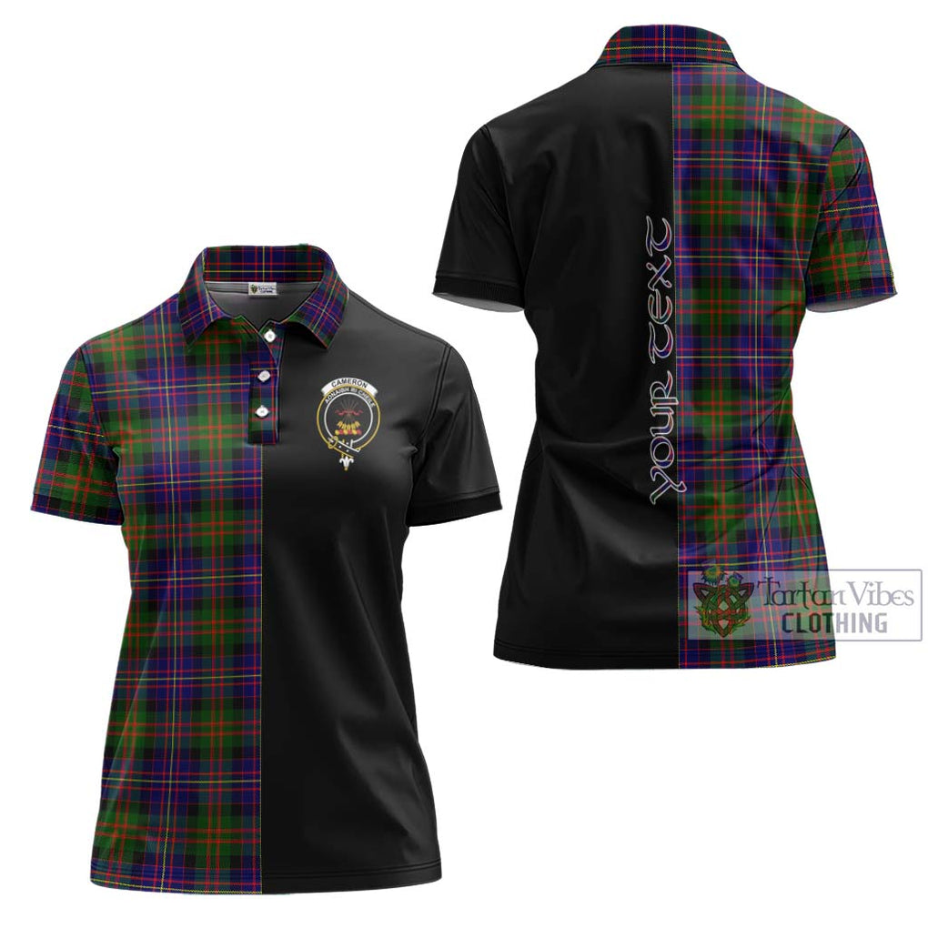 Cameron of Erracht Modern Tartan Women's Polo Shirt with Family Crest and Half Of Me Style Women - Tartanvibesclothing Shop