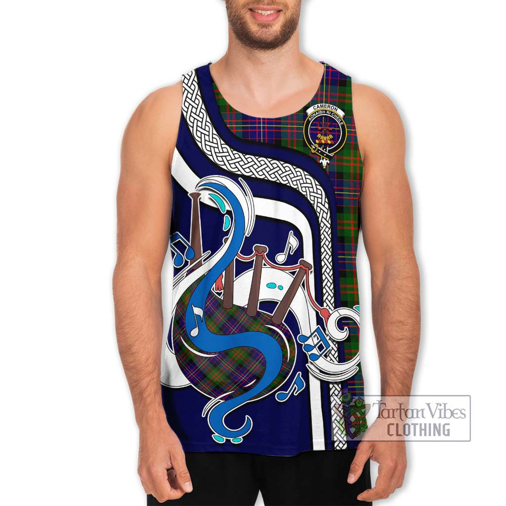 Cameron of Erracht Modern Tartan Men's Tank Top with Epic Bagpipe Style Men - Tartanvibesclothing Shop