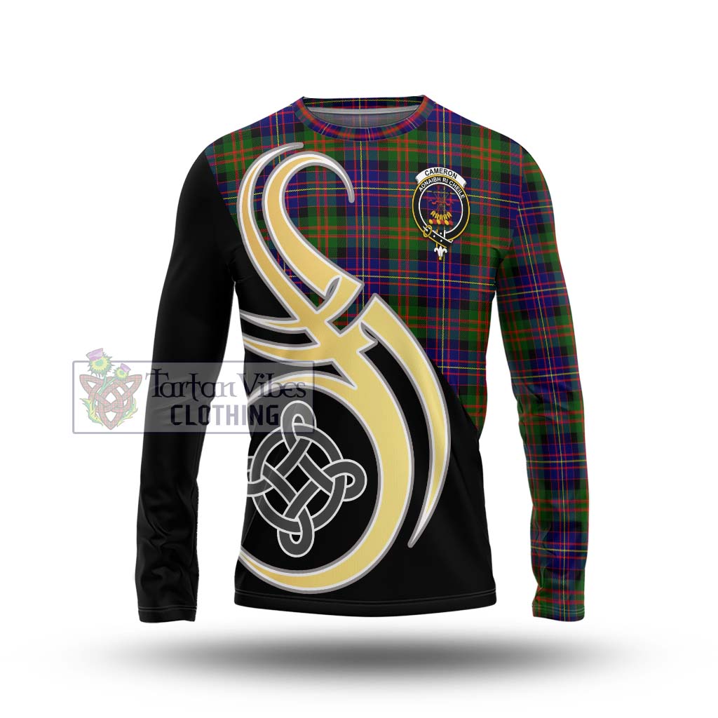 Cameron of Erracht Modern Tartan Long Sleeve T-Shirt with Family Crest and Celtic Symbol Style Unisex - Tartan Vibes Clothing