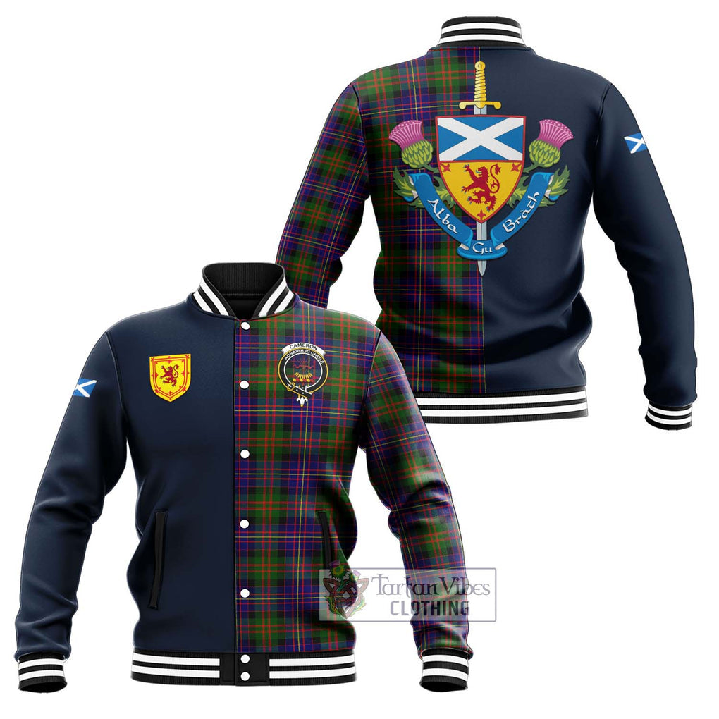 Tartan Vibes Clothing Cameron of Erracht Modern Tartan Baseball Jacket with Scottish Lion Royal Arm Half Style