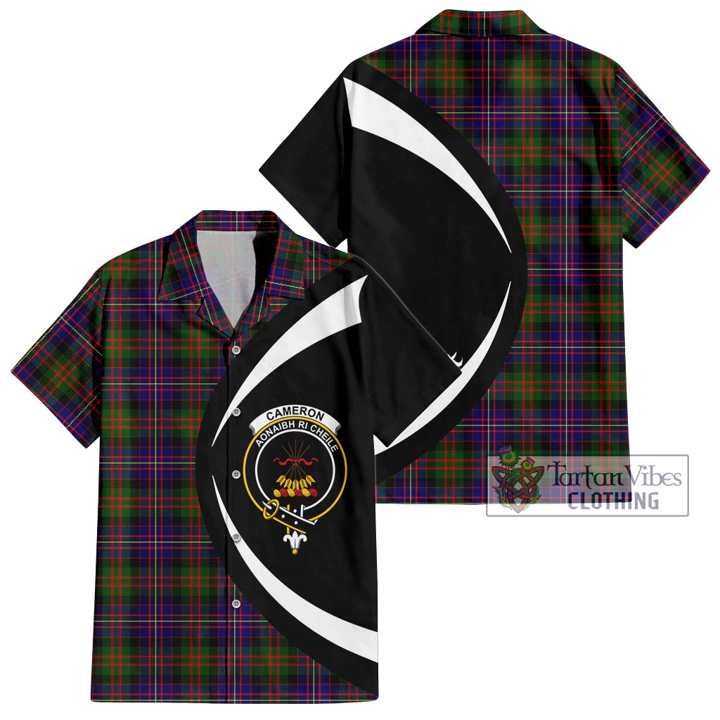 Cameron of Erracht Modern Tartan Short Sleeve Button Up with Family Crest Circle Style Kid - Tartan Vibes Clothing