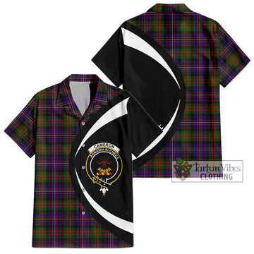 Cameron of Erracht Modern Tartan Short Sleeve Button Up with Family Crest Circle Style