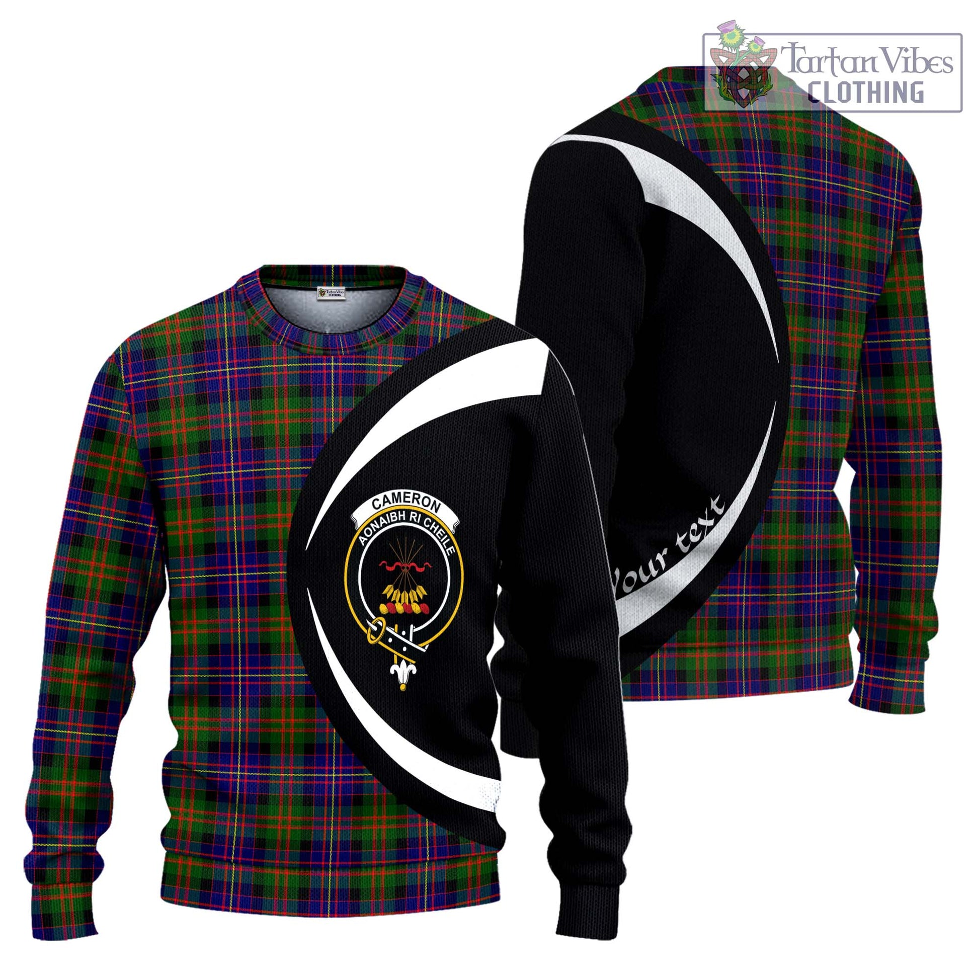 Cameron of Erracht Modern Tartan Ugly Sweater with Family Crest Circle Style Unisex - Tartan Vibes Clothing