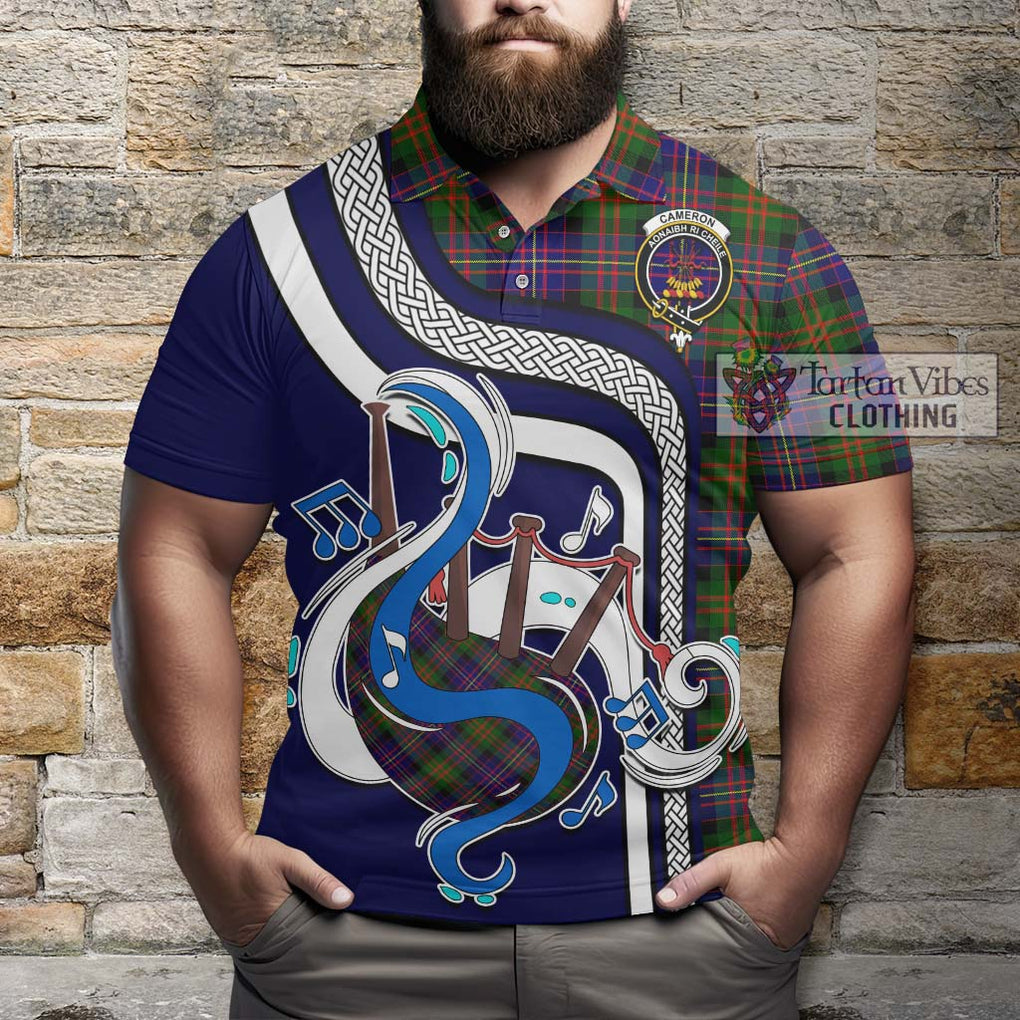 Tartan Vibes Clothing Cameron of Erracht Modern Tartan Polo Shirt with Epic Bagpipe Style