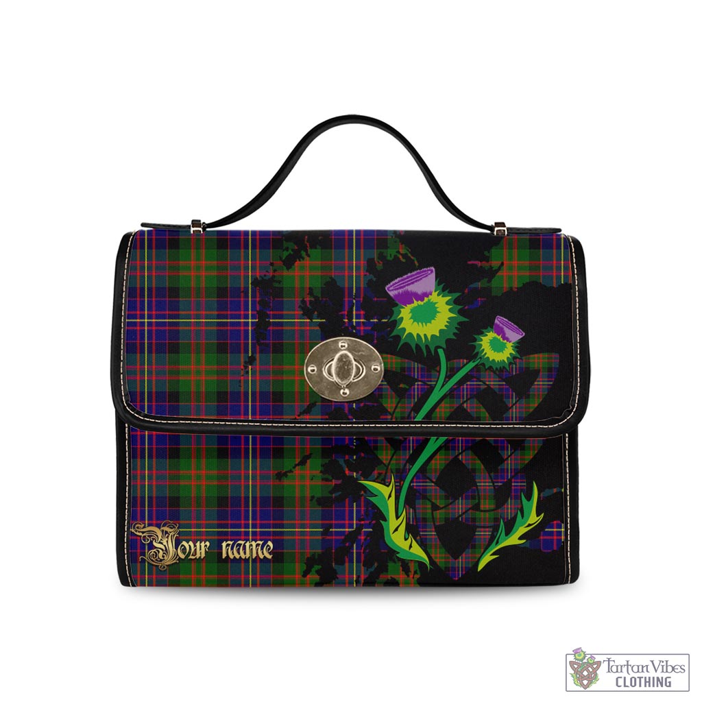 Tartan Vibes Clothing Cameron of Erracht Modern Tartan Waterproof Canvas Bag with Scotland Map and Thistle Celtic Accents