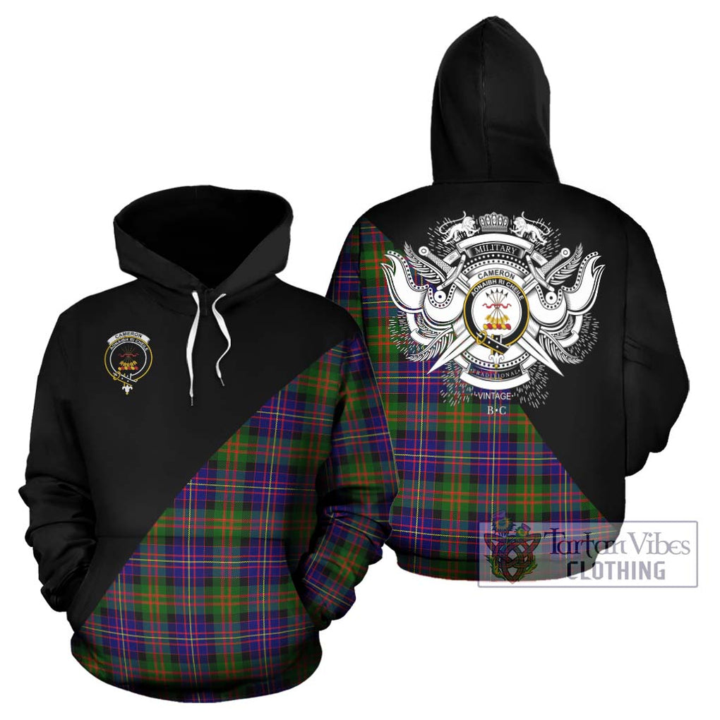 Cameron of Erracht Modern Tartan Hoodie with Family Crest and Military Logo Style Zip Hoodie - Tartanvibesclothing Shop