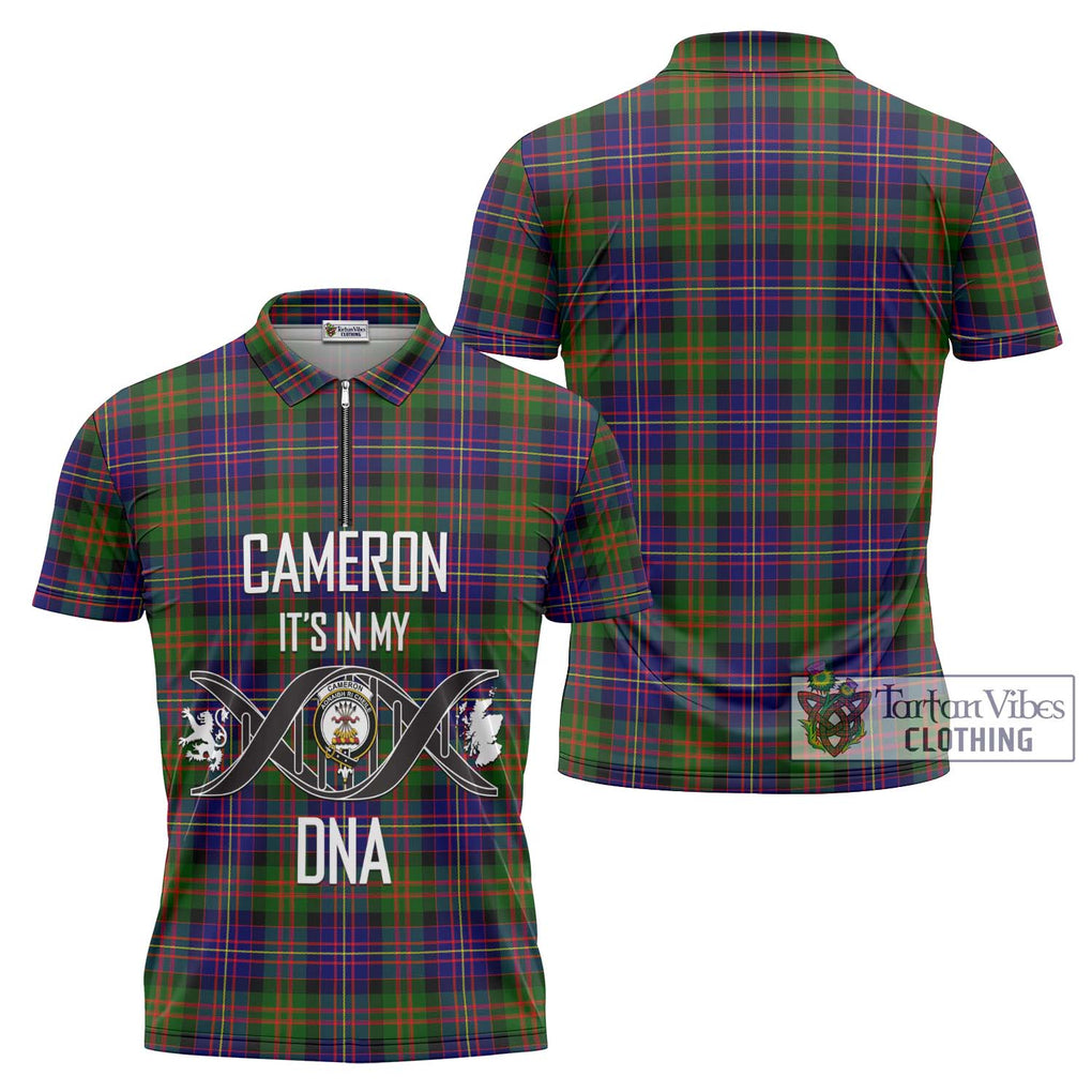 Cameron of Erracht Modern Tartan Zipper Polo Shirt with Family Crest DNA In Me Style Unisex - Tartanvibesclothing Shop