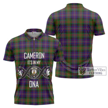 Cameron of Erracht Modern Tartan Zipper Polo Shirt with Family Crest DNA In Me Style