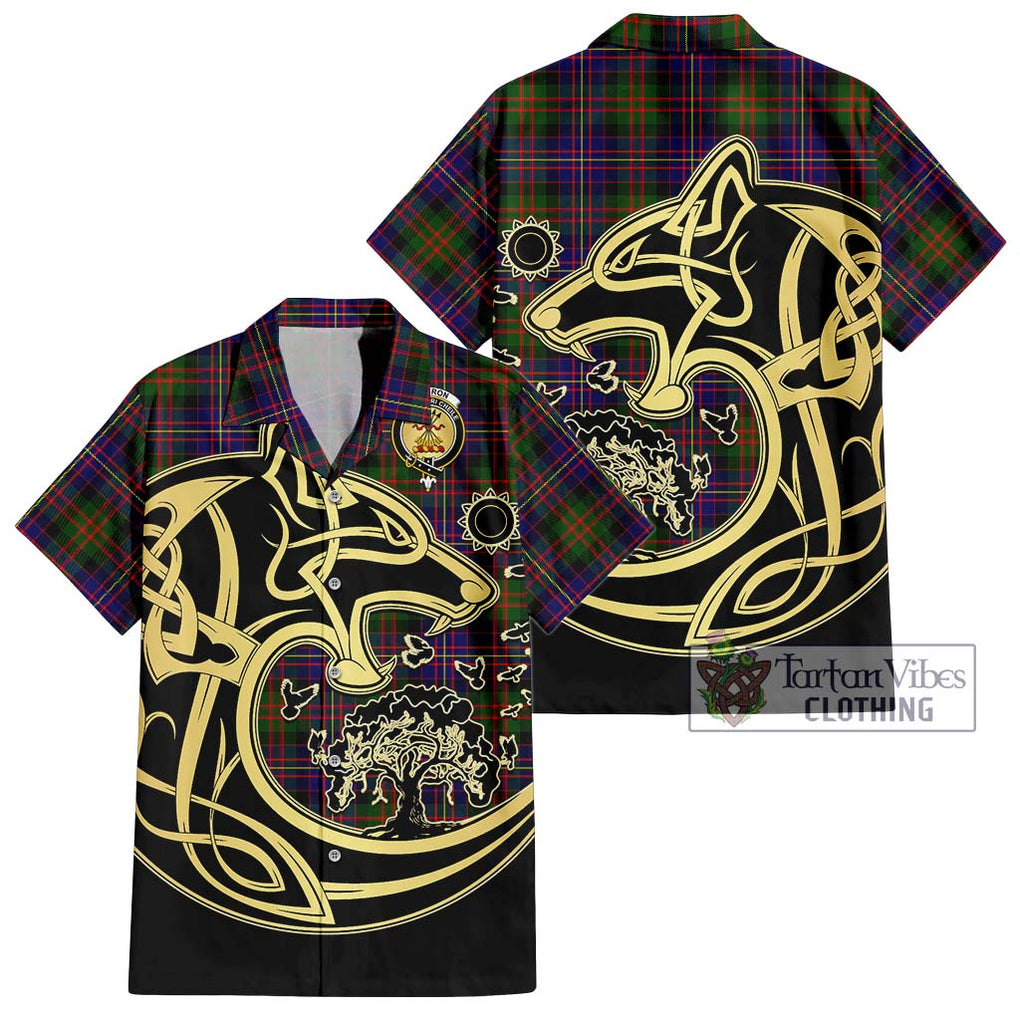 Cameron of Erracht Modern Tartan Short Sleeve Button Shirt with Family Crest Celtic Wolf Style Kid - Tartan Vibes Clothing